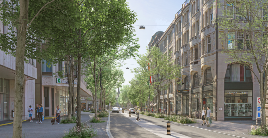 Aufwertung St.Leonhard-Strassse, Strassenzug mit vielen B&auml;umen